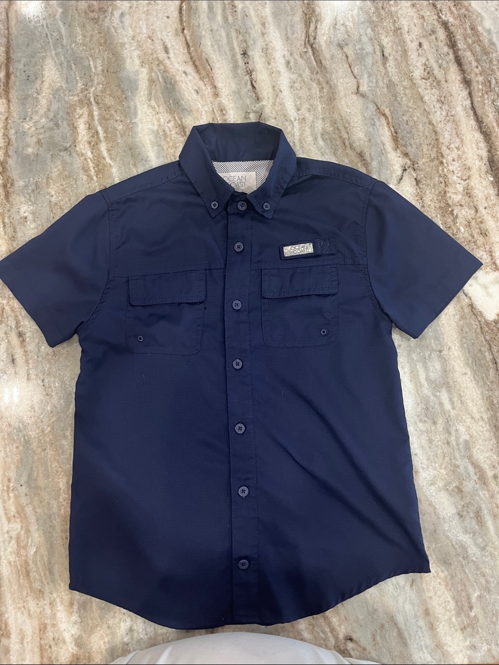 Ocean & Coast Boys' Short Sleeve Button Down Shirt - Navy